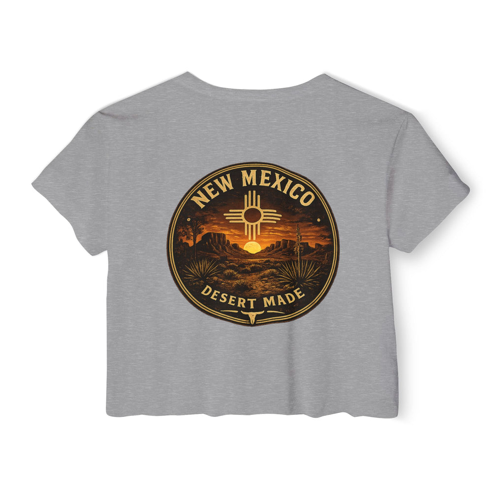 New Mexico Sunset Crop Top — Women's Festival Tee (Desert Made)