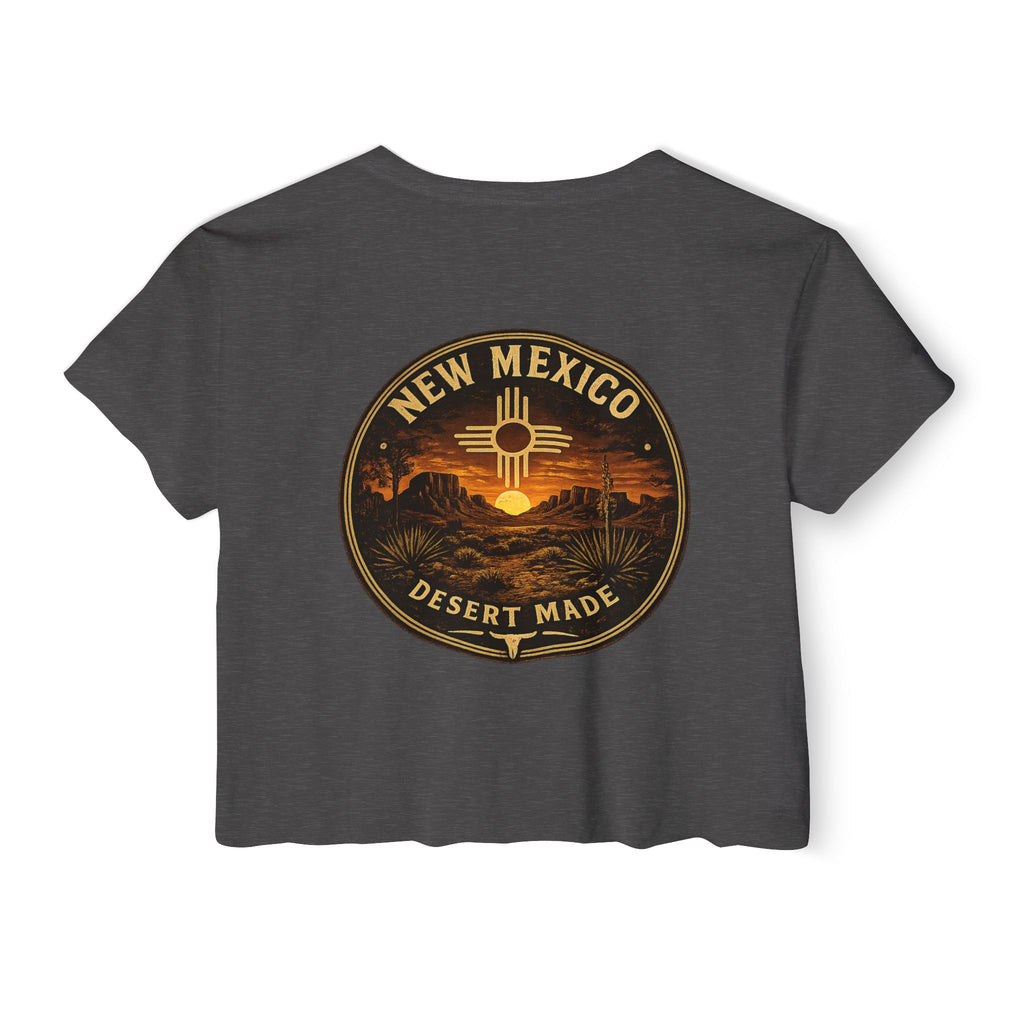 New Mexico Sunset Crop Top — Women's Festival Tee (Desert Made)