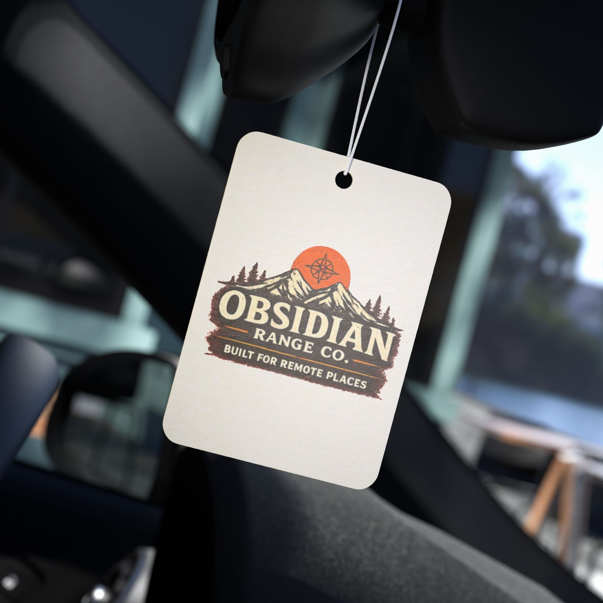 Obsidian Range Co. Car Air Freshener — Vintage Mountain Logo Scented Tag