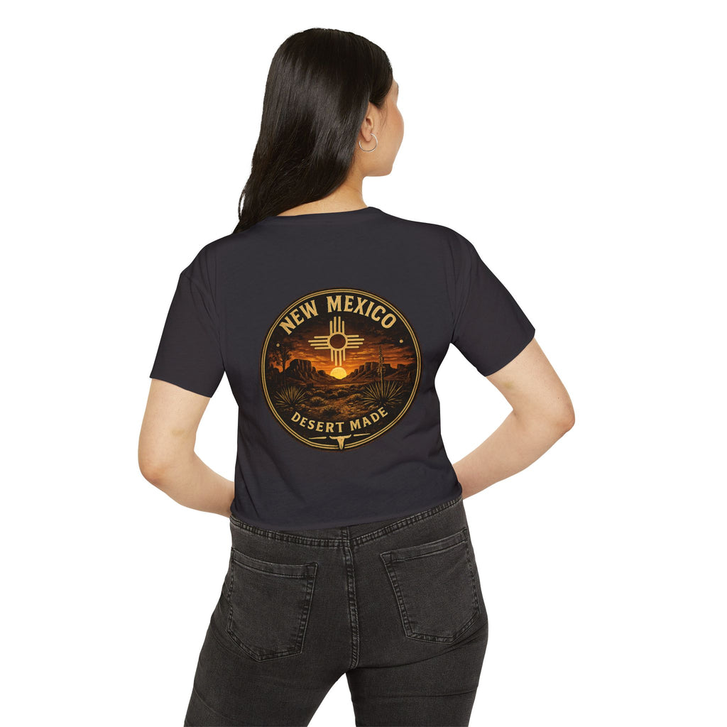 New Mexico Sunset Crop Top — Women's Festival Tee (Desert Made)