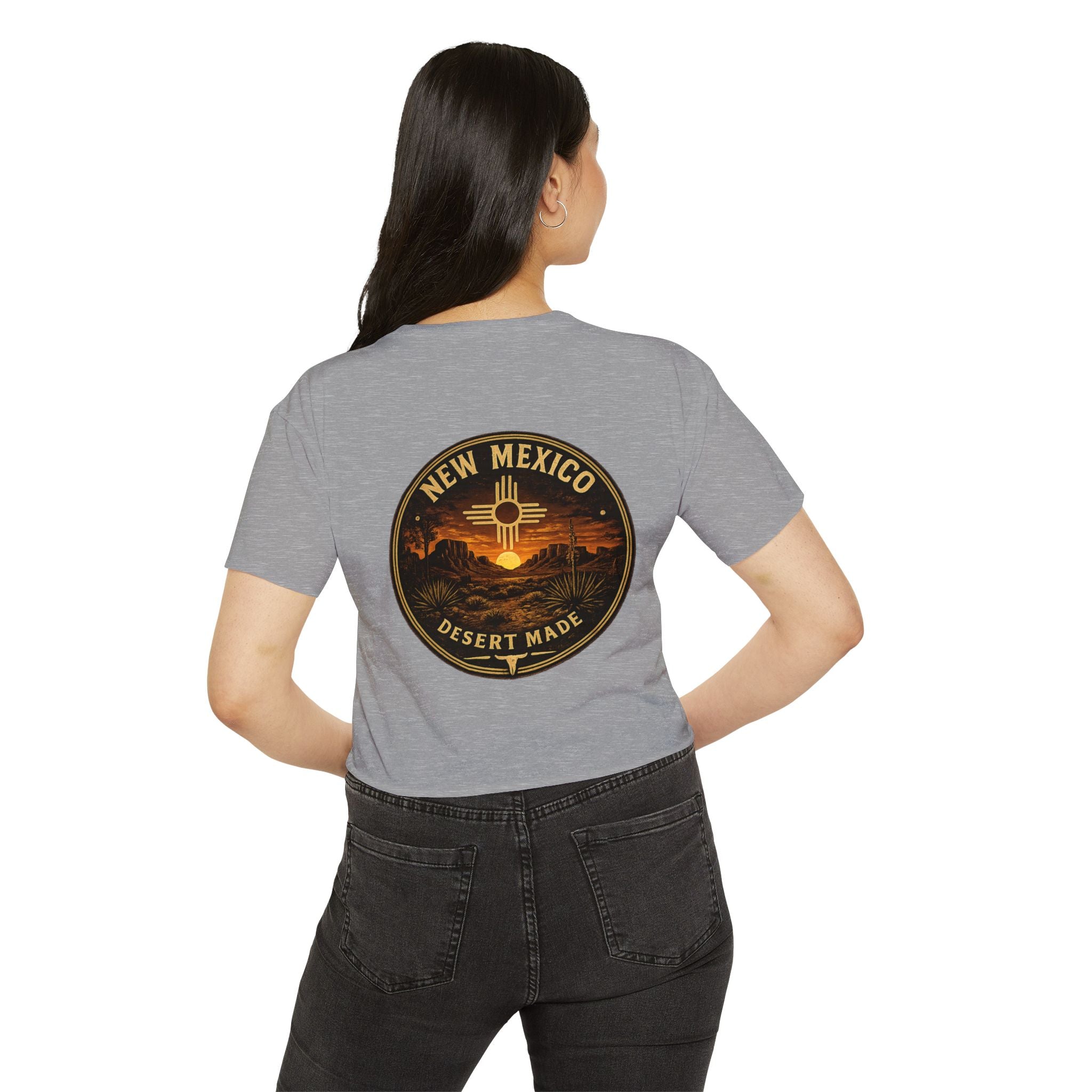 New Mexico Sunset Crop Top — Women's Festival Tee (Desert Made)