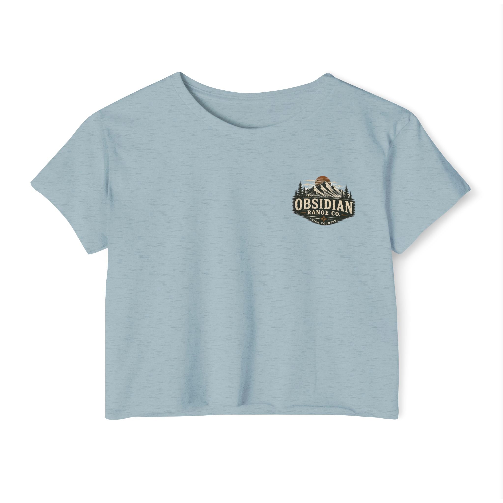 High Country Women’s Cropped Tee — Obsidian Range Co.' Mountain Graphic
