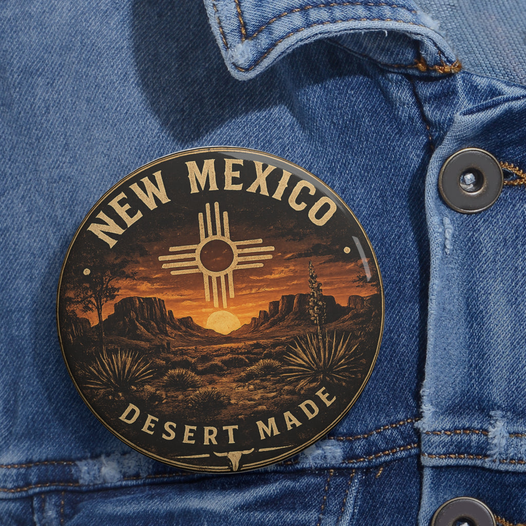 New Mexico Sunset Pin Button — Vintage Zia Sunset Souvenir