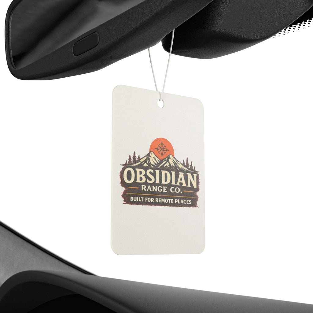 Obsidian Range Co. Car Air Freshener — Vintage Mountain Logo Scented Tag