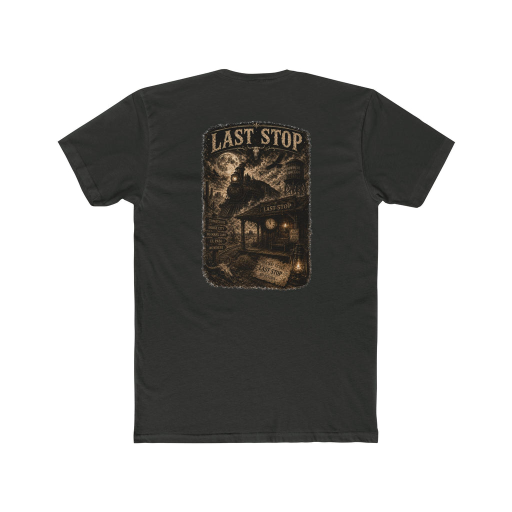 Last Stop Vintage Graphic Tee — 'Obsidian' Train Station Horror Shirt