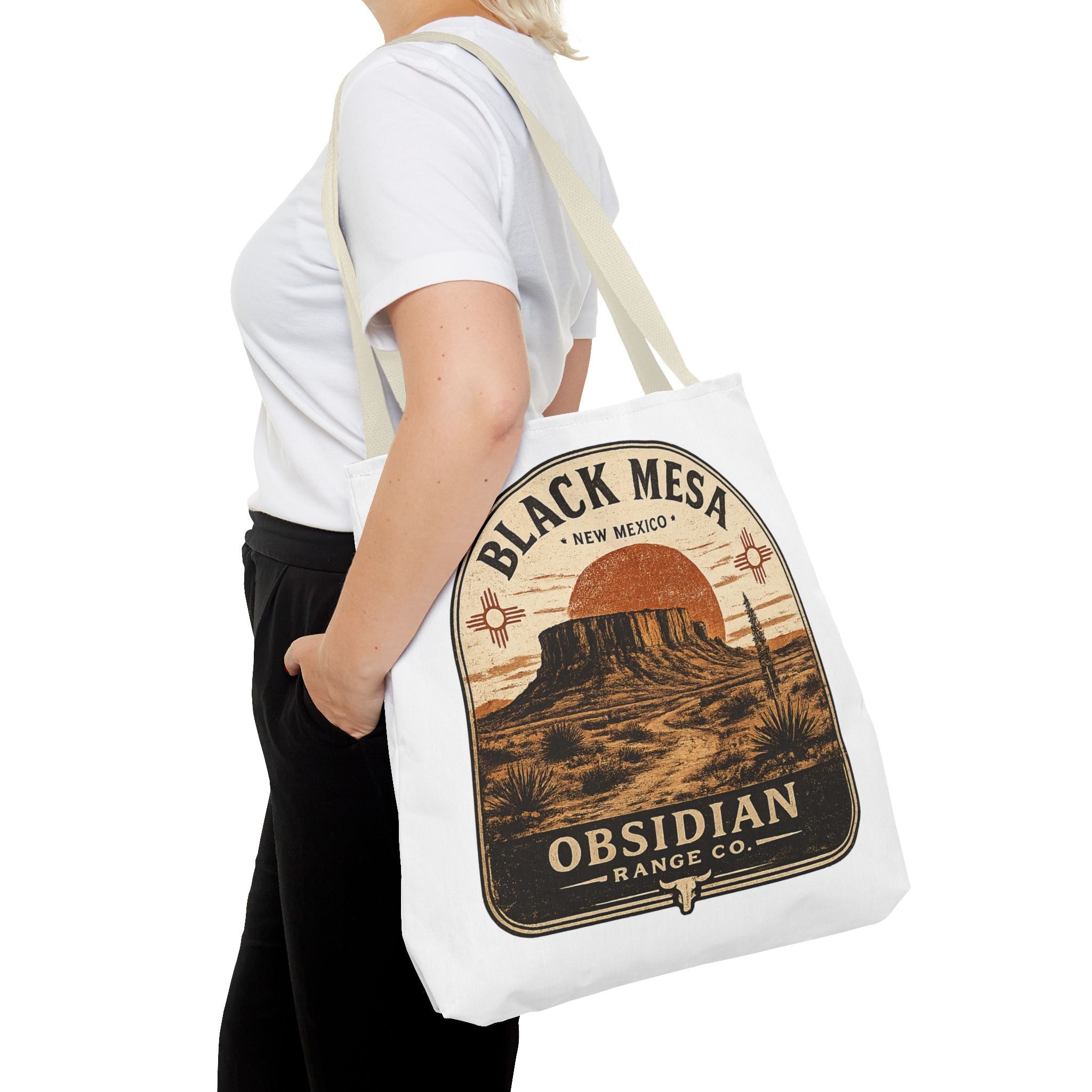 Black Mesa Obsidian Range Co. Tote Bag — Vintage New Mexico Desert Graphic