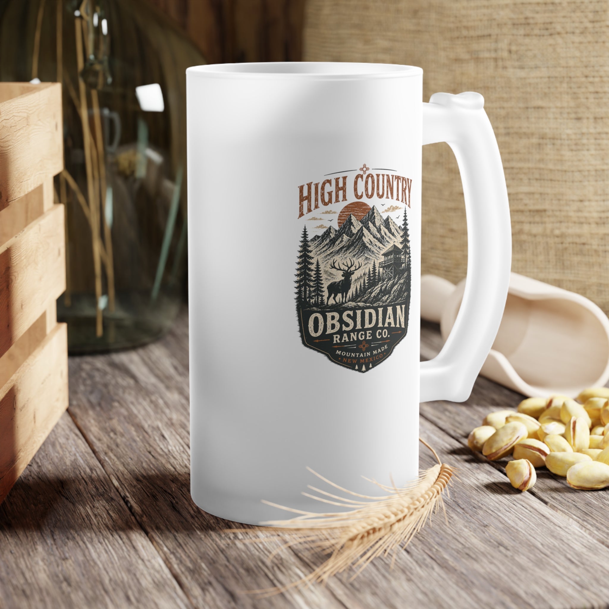 High Country Frosted Glass Beer Mug