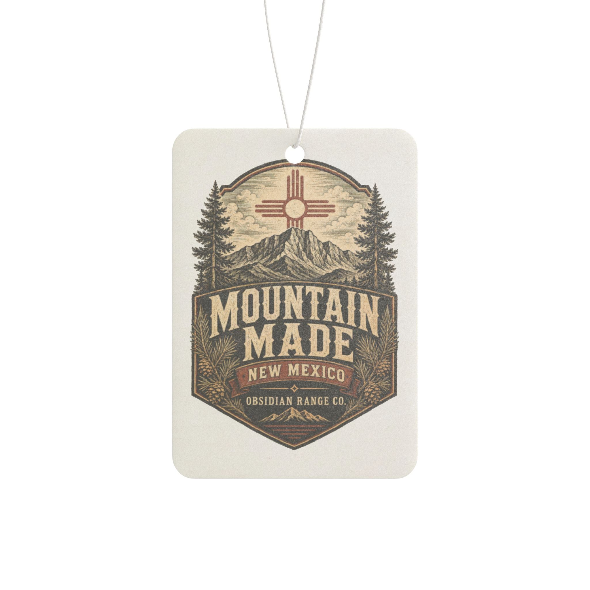Mountain Made New Mexico Car Air Freshener — Rustic Pine Scent, Outdoor Adventure Design