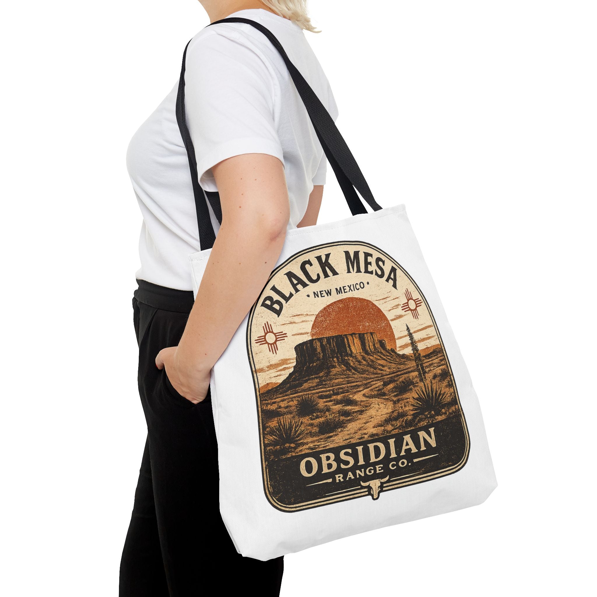 Black Mesa Obsidian Range Co. Tote Bag — Vintage New Mexico Desert Graphic